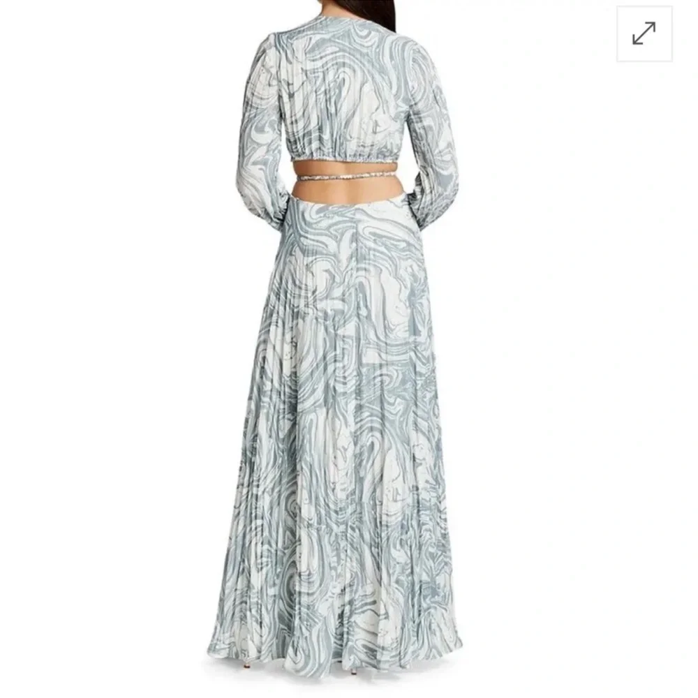 Jonathan Simkhai Priya Swirl Print Waist Cut-Out Dress Size: 2